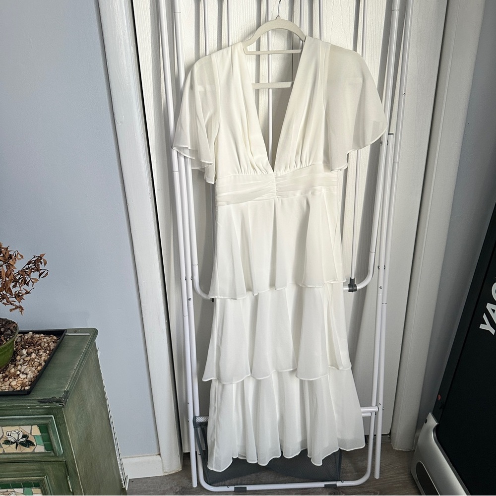 Lulus White Tiered Bridal Dress
